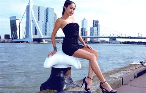 Wallpaper Bridge Model Dress Brunette Port Legs Model Of Kim For Mobile And Desktop