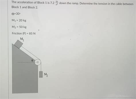 Solved The acceleration of Block 1 is 7.2 down the ramp. | Chegg.com 