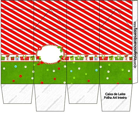 Caixa De Leite Fundo Natal Vermelho E Verde Fazendo A Nossa Festa