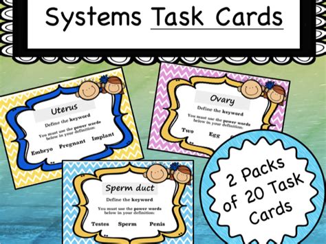 Reproductive Systems Task Cards Teaching Resources