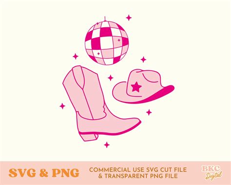 Disco Cowgirl Svg Cut File Western Cut File Trendy Commercial Use Svg Png Files Pink Cowgirl