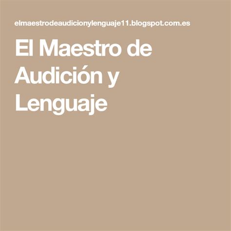 El Maestro De Audici N Y Lenguaje