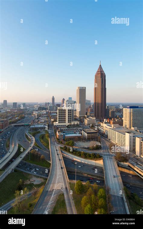 Elevated view over Downtown Atlanta skyline, Georgia, United States of ...