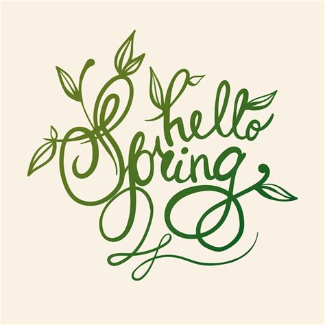 Premium Vector Hand Lettering Hello Spring Brush Pen Isolated Quote