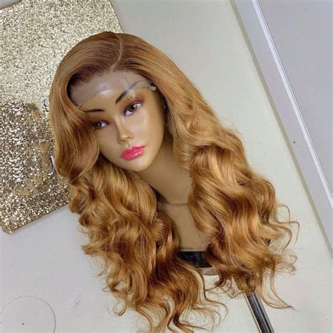 Ombre Honey Blonde Color Lace Front Wigs With Baby Hair Peruvian Remy Hair Brown Human Hair Wigs