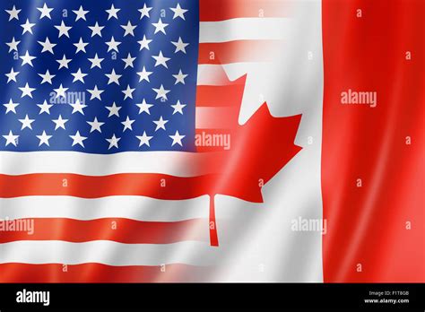 Mixed USA and Canada flag, three dimensional render, illustration Stock ...