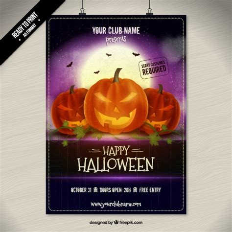 Calabazas Feliz Cartel De Halloween Vector Premium