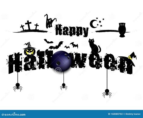 Happy Halloween and Bowling Ball Stock Vector - Illustration of happy ...