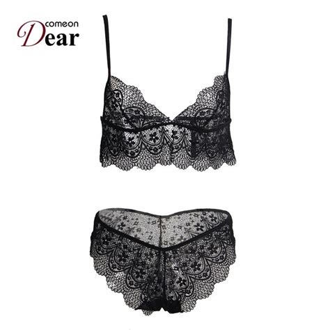 Comeondear Transparent Lingerie Set Lace Bralette Bra And Underwear Set