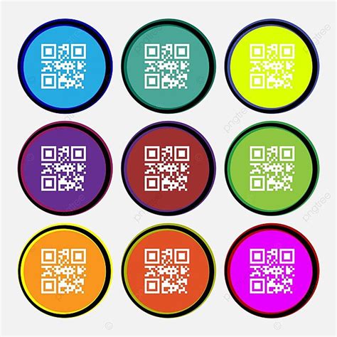 Conjunto Vectorial De Nueve Botones Redondos Con Iconos De C Digo Qr