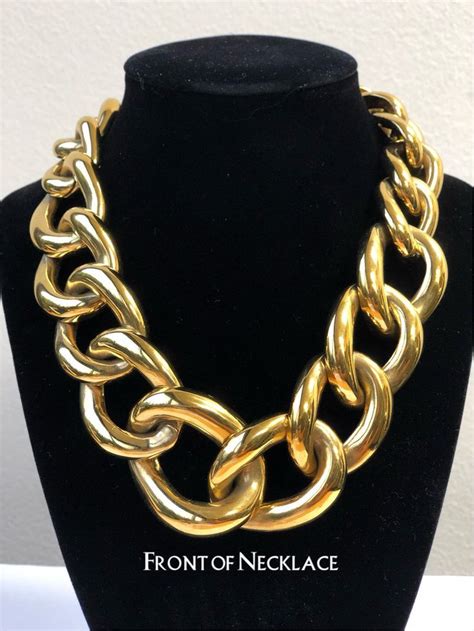 Gold Vintage Chunky Link Choker Necklace Big Bold Chunky Etsy