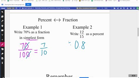 Percents To Fractions And Fraction To Percents Youtube