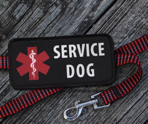 Service Dog Medical Alert Symbol On Black Rectangle 2 Patch