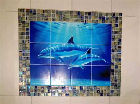 Dolphin And Whale Art Dolphin Dive Tile Mural