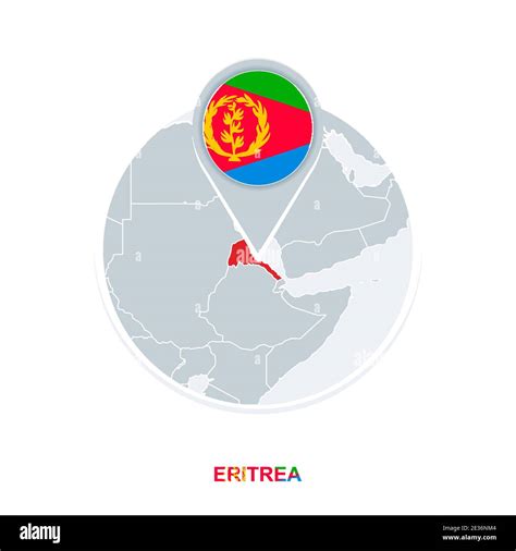 Eritrea Map And Flag Vector Map Icon With Highlighted Eritrea Stock