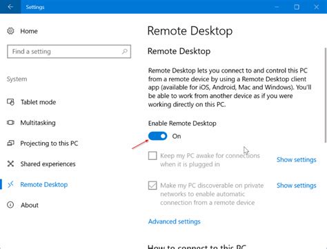 Cómo habilitar o deshabilitar el Escritorio remoto en Windows 10