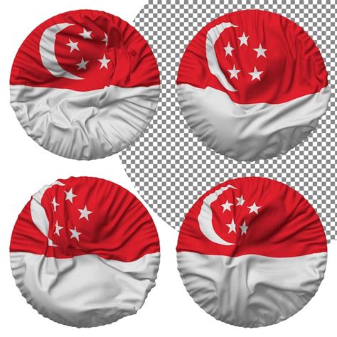 Forma Redonda Da Bandeira De Singapura Isolada Diferente Estilo De