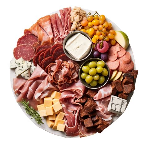 Ai Generated Charcuterie Platter With Assorted Meats And Cheeses On