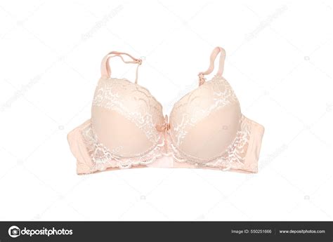 Woman Elegant Pink Lace Bra Isolated White Stylish Lingerie Flat Stock Photo Toraborah