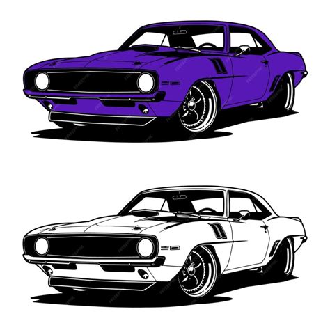 Premium Vector Bright Purple Muscle Car Illustration