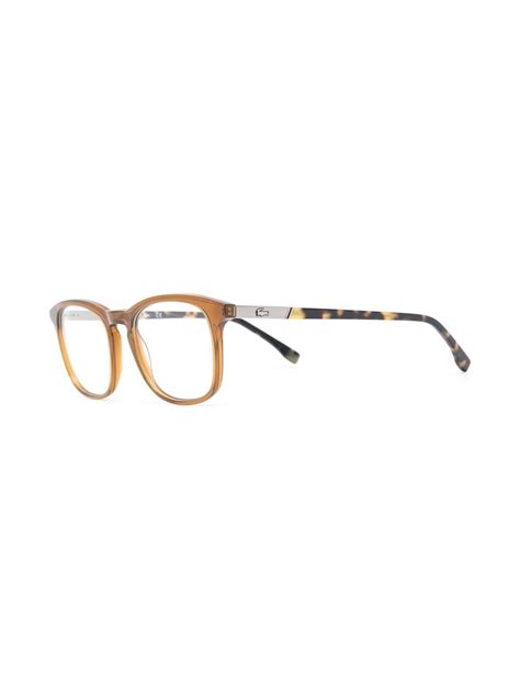 Lacoste Square Frame Tortoiseshell Glasses Farfetch