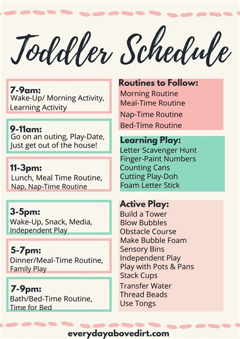 Toddler Schedules - That Make Your Day Go Smoothly | Every Day Above ...