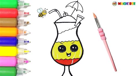 How To Draw Cute Drinks Painting And Coloring For Kids And Toddlers