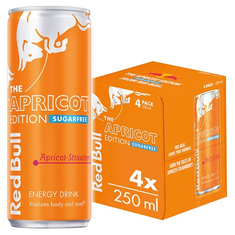 Red Bull Energy Drink Sugar Free Apricot Edition 250ml x 4 | Sports