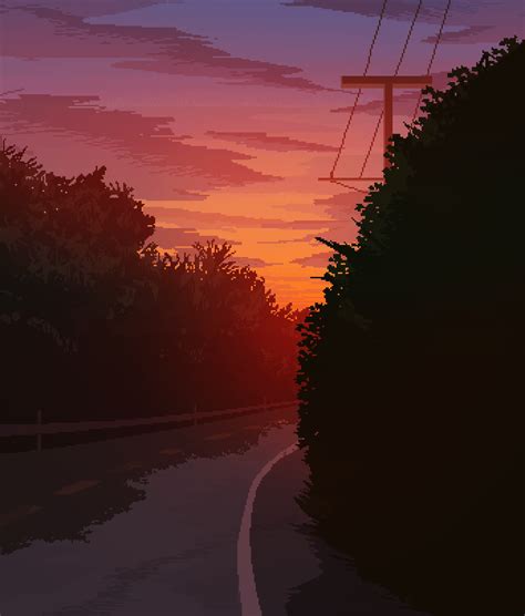 Sunset road trip - Pixel art : r/PixelArt