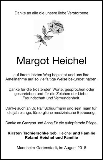 Traueranzeigen Von Margot Heichel Trauerportal Ihrer Tageszeitung