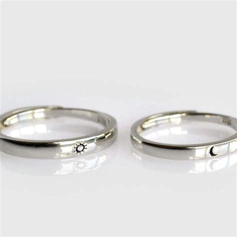 Sun And Moon Promise Couple Rings Sterling Silver His And Etsy