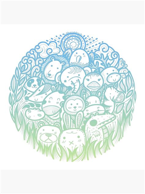 "cute doodle art wild animals in a circle." Poster for Sale by tanakax3 ...