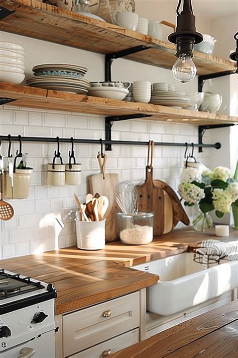 Display With Style Farmhouse Kitchen Shelf Ideas Quiet Minimal In