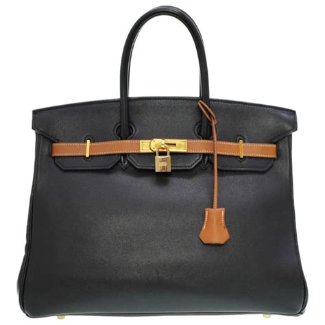 HERMES（エルメス） 美品 バーキン35 バイカラー ヴォーガリバー ブラック/ゴールド 〇Z刻印 ハンドバッグ 黒 〇Z刻印 0020 ...
