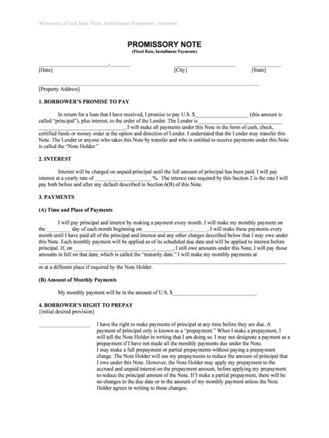 Minnesota Promissory Note Template Form Fill Out And Sign Printable