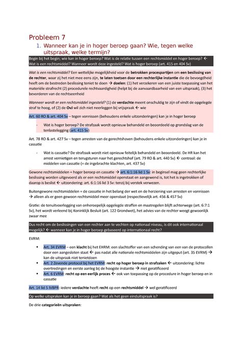 Probleem 7 Formeel Strafrecht Uitgebreid Met Arrest Bevestigen Of