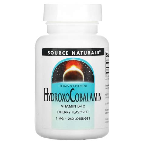 Source Naturals Hydroxocobalamin Vitamin B 12 Cherry 1 Mg 240 Lozenge