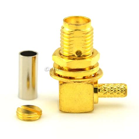 4 Pieces SMA Female Jack Bulkhead Right Angle Goldplated Crimp For