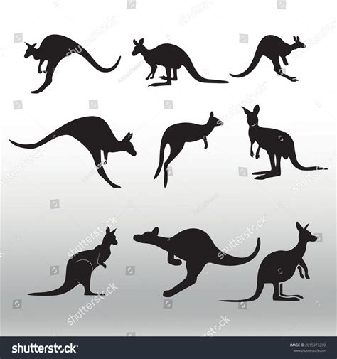 Set Wallabies Silhouette Line Isolated Logo Stock Vector (Royalty Free ...