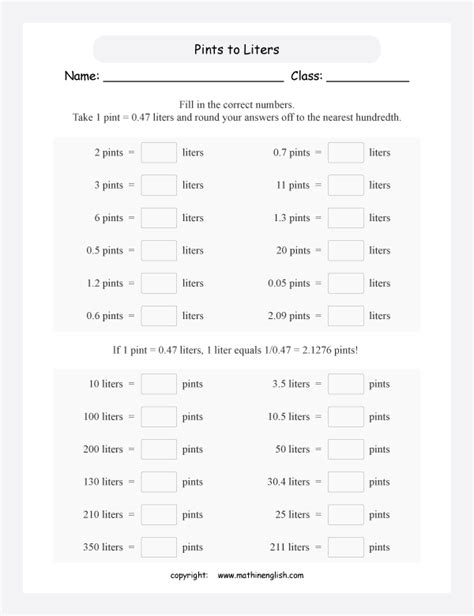 Customary Conversions Worksheet 5th Grade