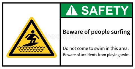 Beware Of People Surfing Surfing Area Safety Sign Stock Vector