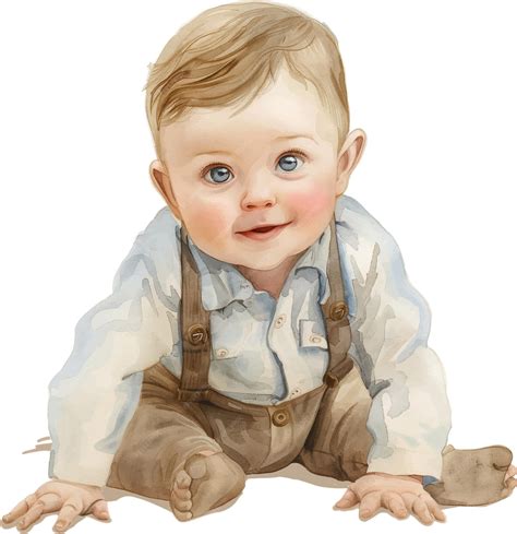 Premium Vector Watercolor Drawing Of A Cute Little Boy In A Brown Suit