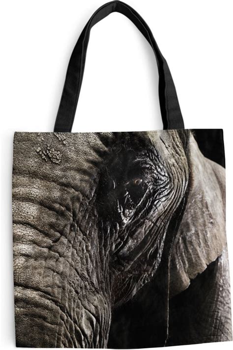 Schoudertas Strandtas Shopper Close Up Van Een Olifant Op Een