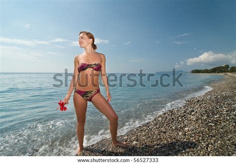 Sexy Red Girl Wearing Bikini Enjoying Stock Photo Shutterstock