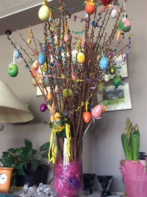 I Love My Easter Tree With Pussywillow Branches And Easter Decorations