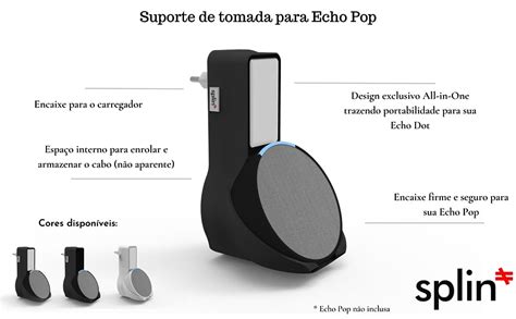 Suporte Splin All In One Tomada Para Smart Speaker Alexa Echo Pop