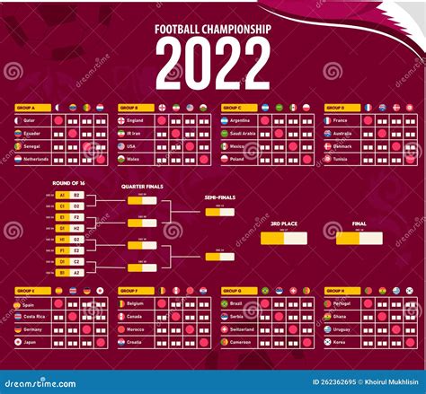 Table Des Fixations De La Coupe Du Monde Qatar 2022 Illustration De