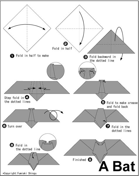 Origami A Bat - Easy Origami instructions For Kids