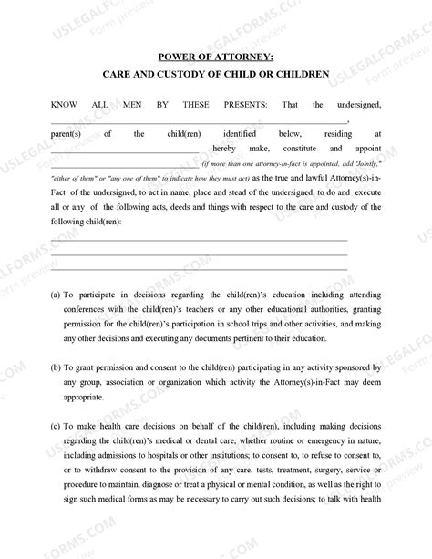 ohio power  attorney care  custody  child  children general
