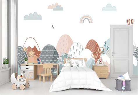 Papier Peint Panoramique Montagne Chambre Enfant Baby Wall